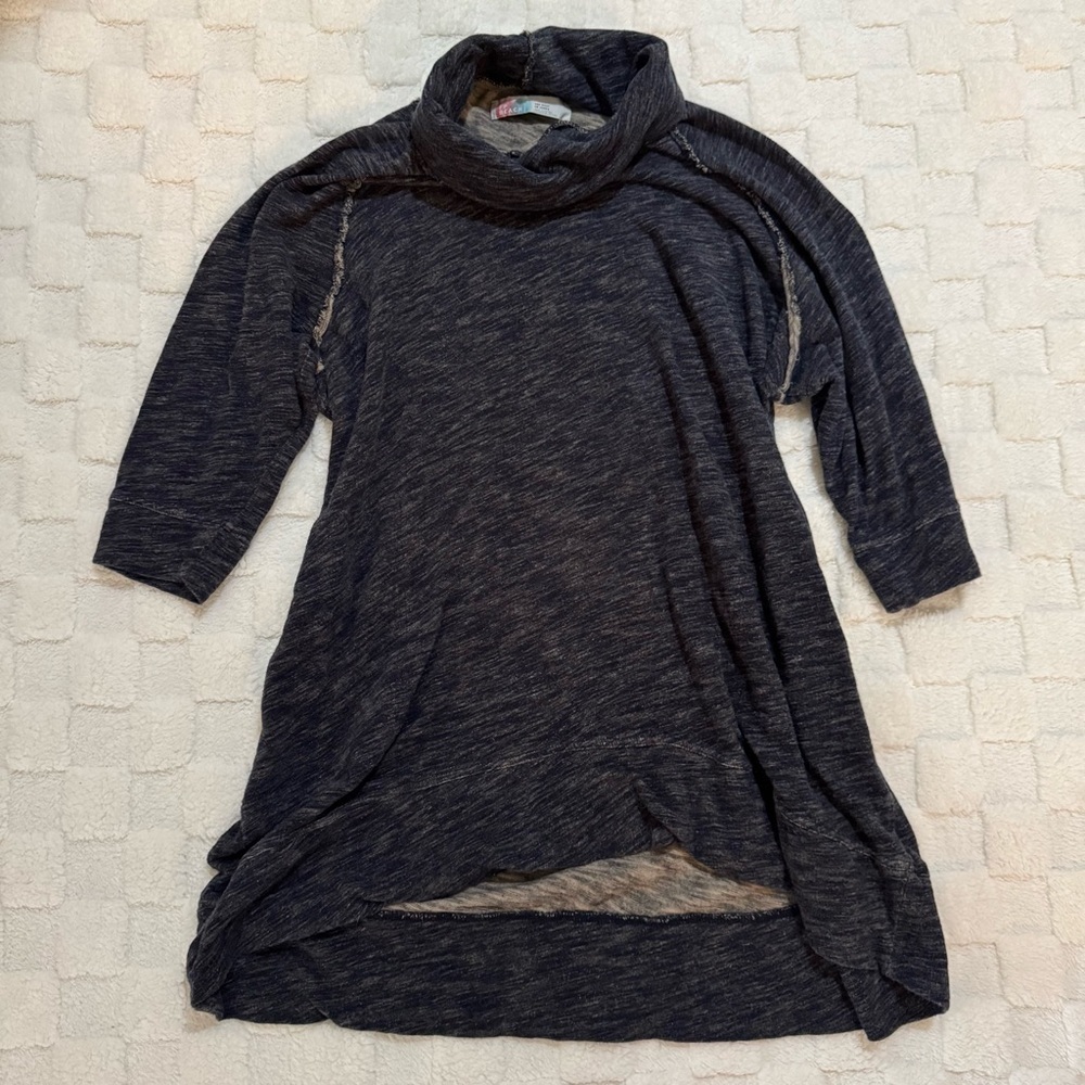 Free People FP Beach Women's Heather Gray Cowl Neck Long Sweater, One Size